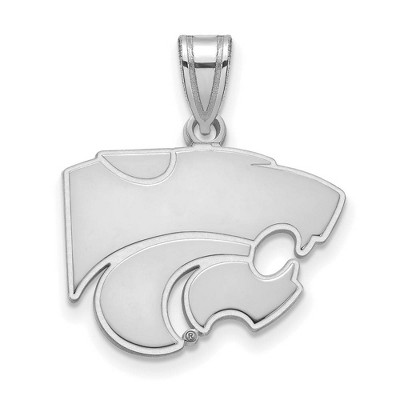 Black Bow Jewelry 10k White Gold Kansas State Wildcats NCAA Medium Pendant