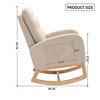 Racxily Accent Rocking Chair with Footrest High Back Rubber Wood Rocking Legs Bedroom Living Space - 3 of 4