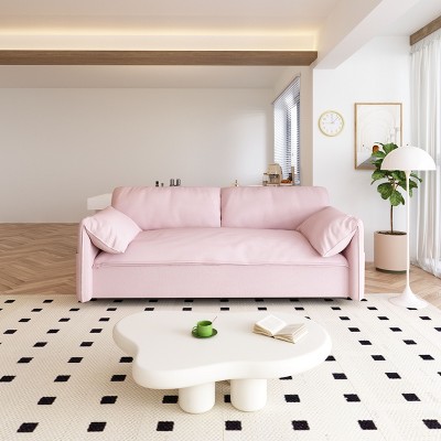NicBex Pull Out Sofa Bed,Modern Convertible Sleeper Loveseat Sofa with Side Storage,Velvet 2-Seater Couch for Living Room,