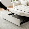 TiranisuBest 3-in-1 Convertible Sleeper Beige Sofa Bed, Velvet Futon Couch with Adjustable Backrest, Side Pocket & Pull-Out Function for Living Room - 2 of 4
