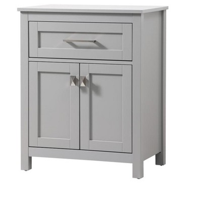 Gray MDF Bathroom Storage Cabinet with Brushed Nickel Hardware