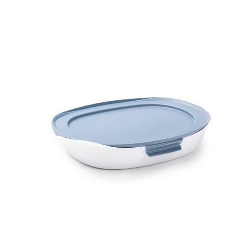 Rubbermaid DuraLite Glass Bakeware 2.5qt Rectangle Baking Dish with Shadow  Blue Lid