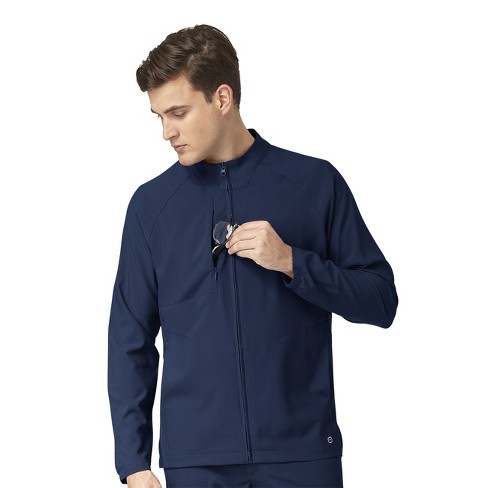 Wonderwink Men's Front Warm Up Scrub Jacket - L, Navy : Target