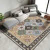 Washable Vintage Floral Print Area Rugs for Living Room Bedroom, Retro Textured Soft Throw Carpet for Home Office - 3 of 4