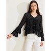 Allegra K Women's Polka Dots V Neck Long Sleeve Flouncing Casual Blouse - 4 of 4