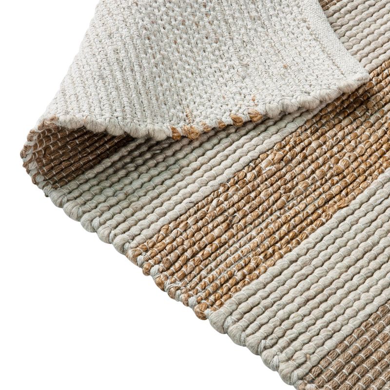 Emma and Oliver 5' x 7' Natural Handwoven Striped Pattern Jute Blend Area Rug, 6 of 8