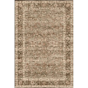 Area Rug Machine Washable Rug Vintage Distressed Area Rug Carpet Oriental Retro Floral Medallion Accent Rug Stain Resistant Non-Slip Foldable - 1 of 1