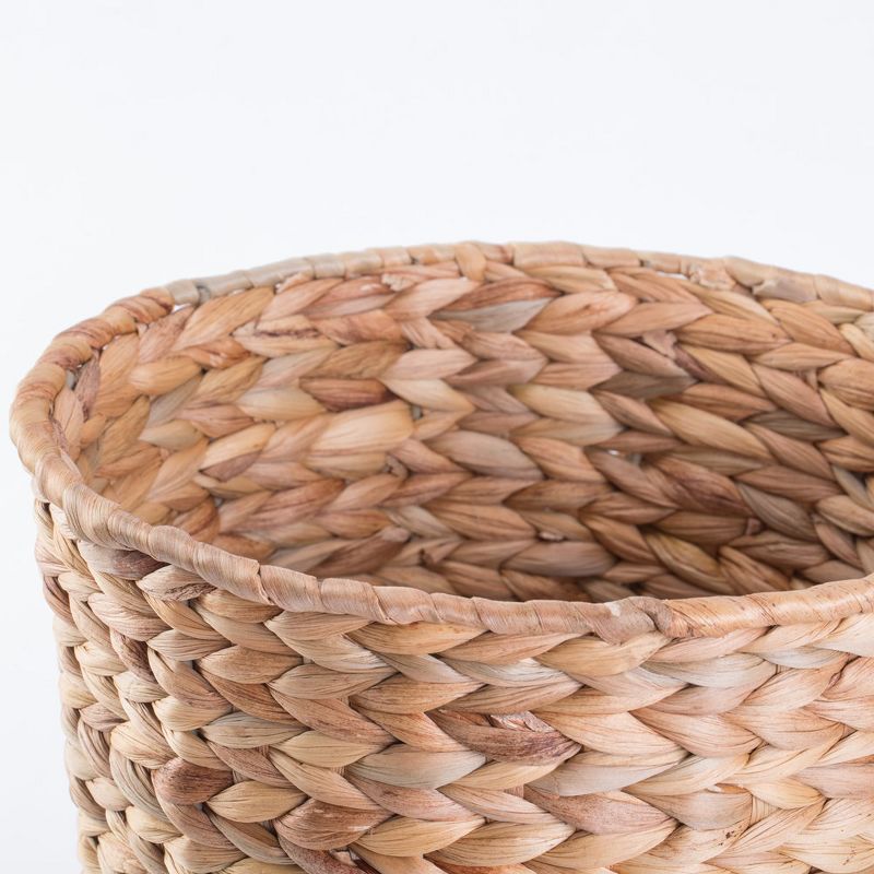 Wickerwise Natural Water Hyacinth Round Waste Basket - For Bathrooms, Bedrooms, or Offices, 3 of 7
