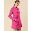 Allegra K Women's Notched Lapel Double Breasted Faux Suede Trench Coat with Belt - 4 of 4