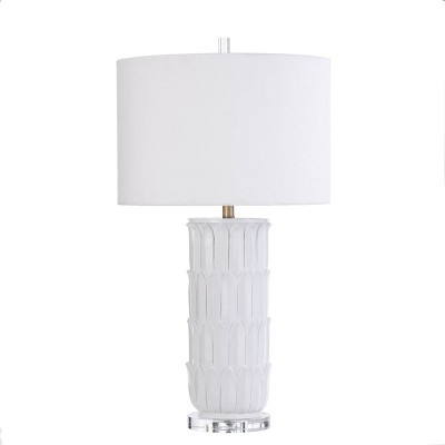 Lexi Bianchi Ceramic Table Lamp with Fabric Shade White/Gold - StyleCraft