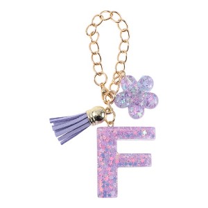 Unique Bargains Star Sequin Letter F Flower Tassel Water Cup Pendant Purple 1 Pc - 1 of 4