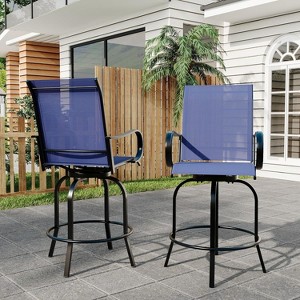 Acekool 2-Pack Outdoor Swivel Bar Stools with High Back & Armrest, All-Weather Textilene Patio Chairs with 360° Rotation for Deck & Patio - 1 of 4