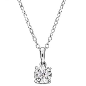 CREATED FOREVER | Sterling Silver Lab-Grown Diamond Solitaire Pendant with Chain, 17 inch - Multiple Carat Size Options - 1 of 4