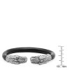 Steeltime Men's black rubber and stainless steel dragon head cuff bracelet - 3 of 4