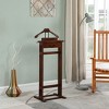 Proman Products Mission Wardrobe Wood Valet Stand with Drawer, Contour Hanger, Trouser Bar, Tie & Belt Hooks and Shoe Rack, Dark Walnut - VL16188 - 2 of 4