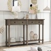 Espresso Console Table with 2 Storage Drawers and Bottom Shelf, Narrow Entryway Table for Hallway or Living Room-The Pop Home - 3 of 4