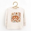 Pumpkin Floral Grunge - Youth Long Sleeve Graphic T-Shirt and Toddler Long Sleeve Graphic Tee - 2 of 3