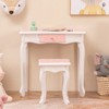 Tangkula Kids Vanity Table and Chair Set Princess Makeup Table with Stool Removable Tri-Folding Mirror - 4 of 4