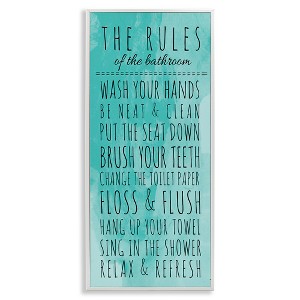 Stupell Industries Bathroom Rules on Turquoise, 13" x 30" - 1 of 4