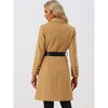 Allegra K Women's Lapel Collar Winter Belted Double Breasted Long Coat - 4 of 4