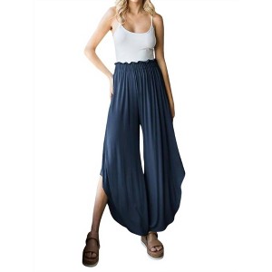 Women's Full Size Frill Slit High Waist Wide Leg Pant - PLUS - HEIMISH USA - 1 of 2