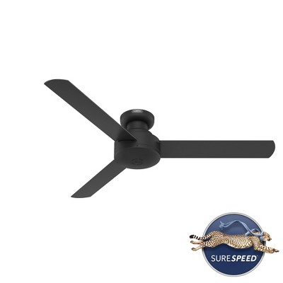 Matte Black 52" Modern Low Profile Ceiling Fan with Remote