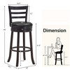 Costway Set of 4 Bar Stools Swivel Bar Height Chairs with PU Upholstered Seats Kitchen - 3 of 4