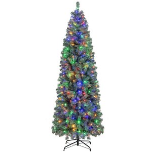 Resenkos 7.5-Ft Slim Pre-Lit Blue Artificial Christmas Tree with 9 Modes - Blue - 1 of 4