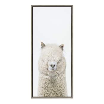 18" x 40" Sylvie Alpaca Fluff by Amy Peterson Art Studio Framed Wall Canvas Gray - Kate & Laurel All Things Decor