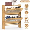 NewHome"2-Tier Slim Bamboo Shoe Cabinet with 2 Flip Drawers, Freestanding Shoe Rack for Entryway"brown Size L - 4 of 4