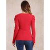 Allegra K Women's Puff Sleeve Square Neck Long Sleeve Casual Basic Ribbed Tunic Blouse - 3 of 4