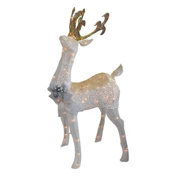 Northlight 48" White and Gold Lighted Standing Buck Outdoor Christmas Decor