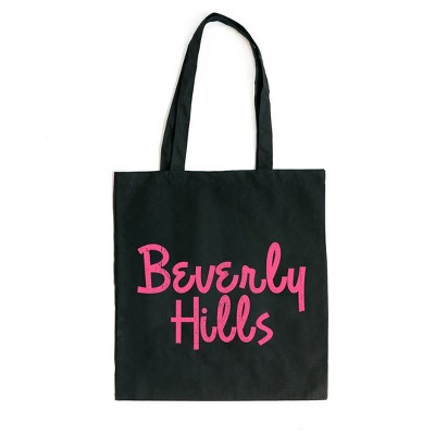 City Creek Prints Beverly Hills Cursive Canvas Tote Bag - 15x16 - Black