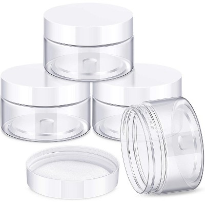 4 Pieces Refillable Cosmetic Jars,Round Plastic Container Jars with Lids for Travel Storage Makeup
