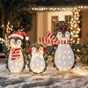 Tangkula Lighted Christmas Penguins Set of 3 Christmas Penguin Decorations w/ LED Lights - 2 of 4