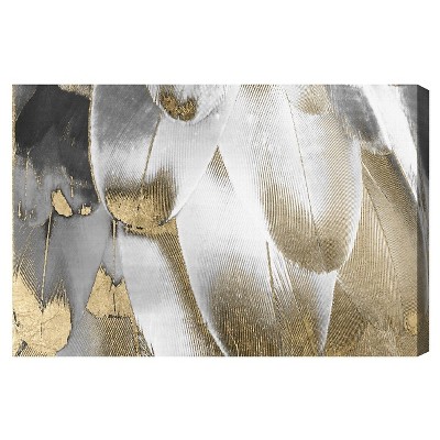 24" x 36" Royal Feathers Fashion and Glam Unframed Canvas Wall Art in Gold - Oliver Gal