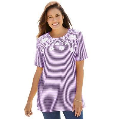 Woman Within Plus Size Striped Tee