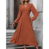 Coolmee Women's Fall Boho Long Dress V Neck Dots High Waisted Wedding Guest Vacation Maxi Dresses - 2 of 4