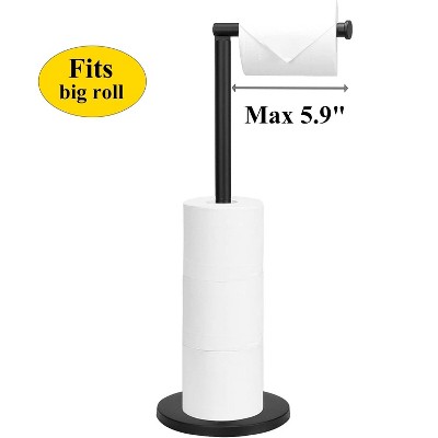 LunaLulinlk Freestanding Toilet Paper Holder with Top Storage Shelf, Modern Bathroom Toilet Paper Roll Holder,Black