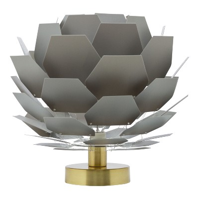 11" Katya Round Glam Table Lamp with Brushed Gold Base - River of Goods: Modern Nightstand Light, LED Compatible
