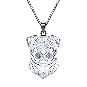 Pug Dog Sterling Silver Pendant Necklace Earrings Set Womens Ginger Lyne Collection - 1 of 4