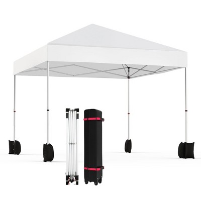 10x10ft Pop Up Canopy Tent, 1-Person Setup Instant Tent, Portable Silver Coated Outdoor Patio Canopies w/Wheeled Bag