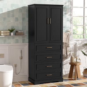 Hrinhom 72.2'' H Freestanding Bathroom Cabinet with 3 Drawers And Adjustable Shelf - 1 of 4