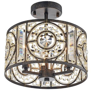 12" x 12" x 10.5" 3-Light Silver Orchid Reid Pendant Metallic - Warehouse Of Tiffany: Crystal Semi-Flush ETL Listed - 1 of 2