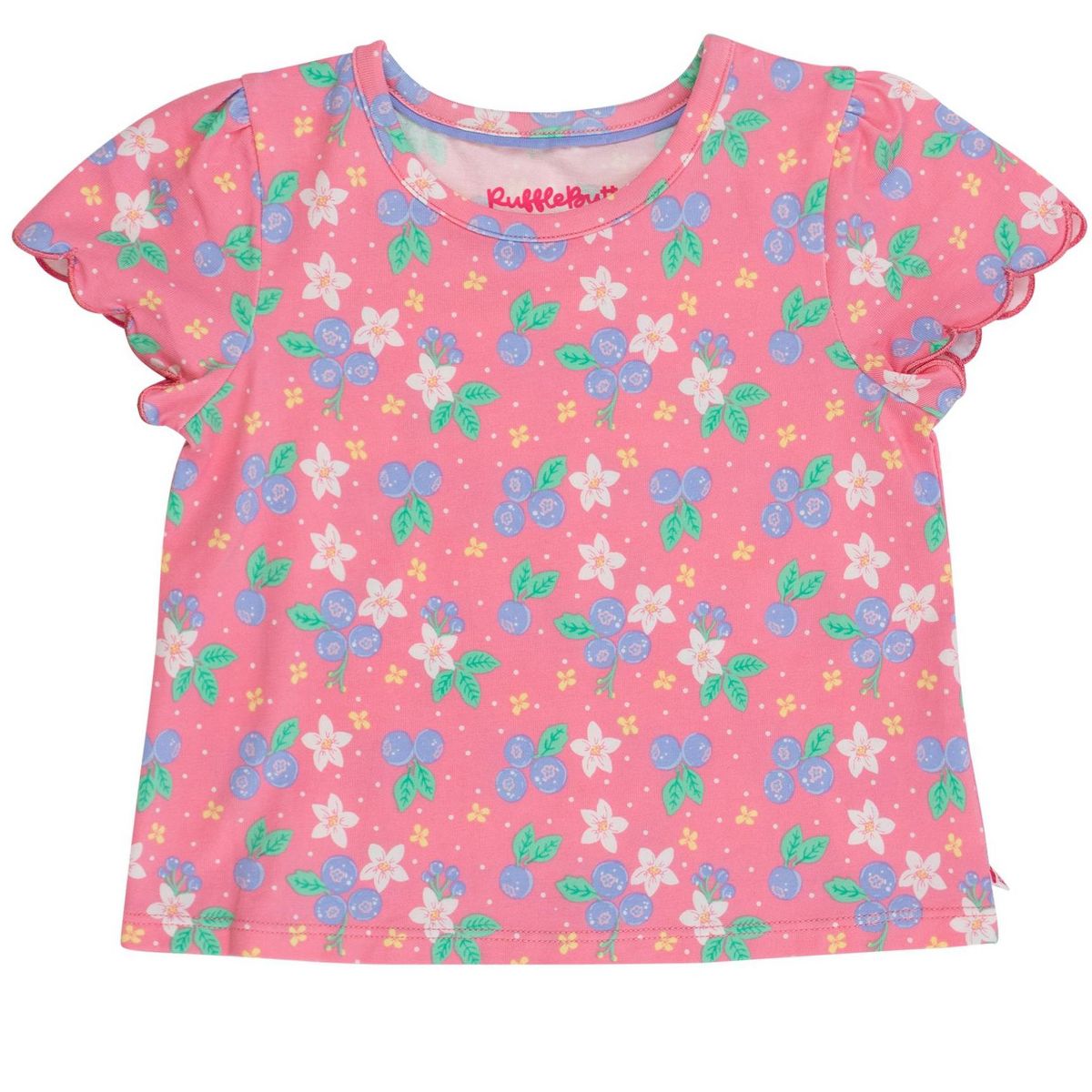 RuffleButts Toddler Girls Short Sleeve Scallop Tee