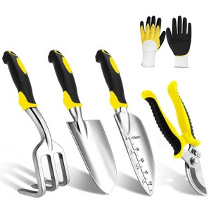 WOPET Gardening Tool Set 5 Pcs Gardening Hand Tools Pruning Shears Hand Trowel Hand Rake Gloves Garden Gifts - 1 of 4
