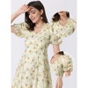 Allegra K Women's Floral Print Short Sleeve Cinched Waist Long Dresses - 2 of 4