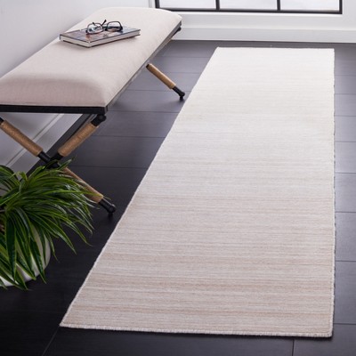 Beige Flatweave Handmade Wool Runner Rug