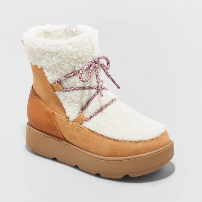 Girls' Arya Zipper Winter Shearling Style Boots - Cat & Jack™