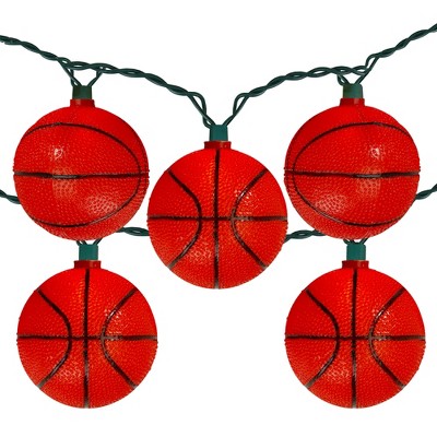 Kurt S. Adler 10 Basketball Sport Christmas Novelty Light Set - 11.5 ft Green Wire